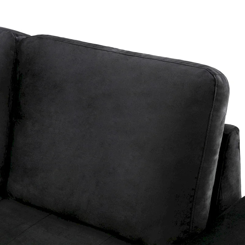87.4-inch Black L-shaped Sleeper Sectional Sofa with Storage Ottoman, Hidden Arm Storage, and USB Charge