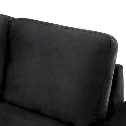 87.4-inch Black L-shaped Sleeper Sectional Sofa with Storage Ottoman, Hidden Arm Storage, and USB Charge