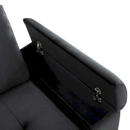 87.4-inch Black L-shaped Sleeper Sectional Sofa with Storage Ottoman, Hidden Arm Storage, and USB Charge