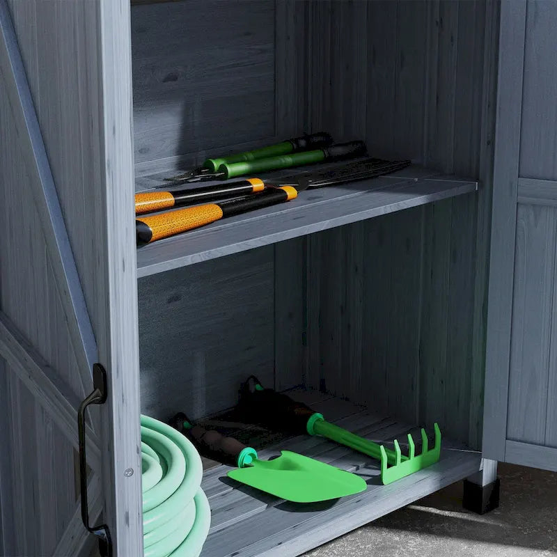 Potting Bench, Wooden Potting Table with Storage Cabinet with 2 Shelves, Garden Work Bench with Galvanized Plated Tabletop