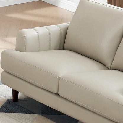 Ivy Living Cassia Top Grain Leather Loveseat with Feather Memory Foam and Springs
