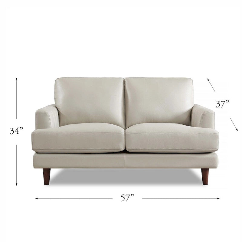 Ivy Living Cassia Top Grain Leather Loveseat with Feather Memory Foam and Springs