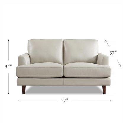 Ivy Living Cassia Top Grain Leather Loveseat with Feather Memory Foam and Springs