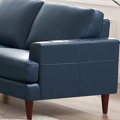 Ivy Living Cassia Top Grain Leather Loveseat with Feather Memory Foam and Springs