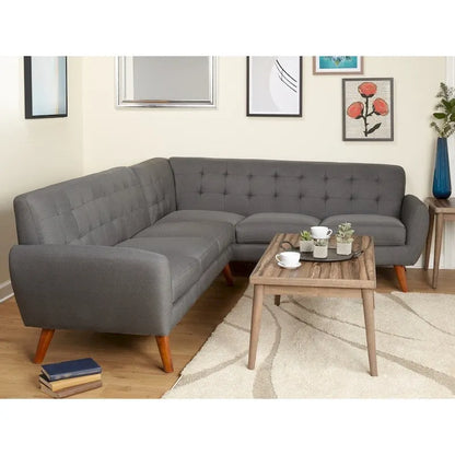 Simple Living Livingston Mid-Century Tufted L-shaped Sectional Sofa