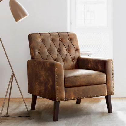 Linen Accent Chair Comfy Living Room Chair with Arms Upholstered Button Tufted Armchair Modern Arm Chairs
