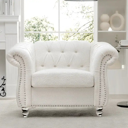 Classically Elegant 84.65 Three-Seater Rolled Arm Chesterfield Sofa in PU Leather - Sturdy Birch Legs, Soft Upholstery