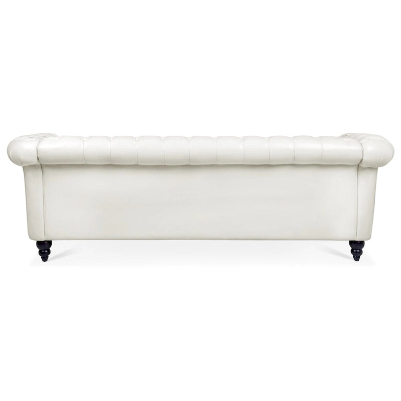 Classically Elegant 84.65 Three-Seater Rolled Arm Chesterfield Sofa in PU Leather - Sturdy Birch Legs, Soft Upholstery