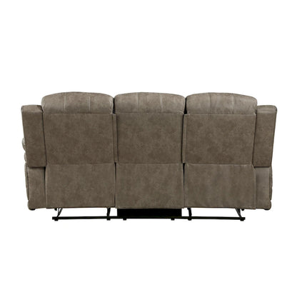 Bento 84 Inch Double Manual Recliner Sofa, Sandy Brown Polished Microfiber