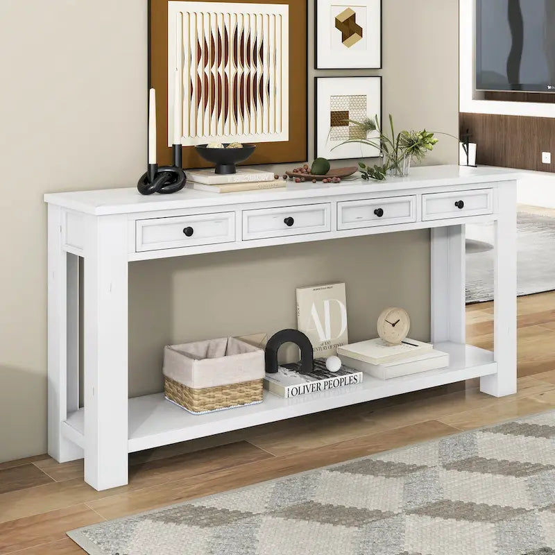 Console Table/Sofa Table with Storage Drawers and Bottom Shelf