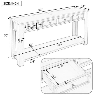 Console Table/Sofa Table with Storage Drawers and Bottom Shelf