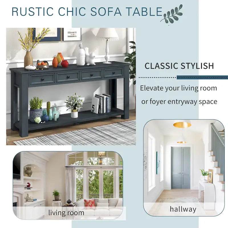 Console Table/Sofa Table with Storage Drawers and Bottom Shelf