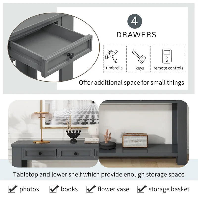 Console Table/Sofa Table with Storage Drawers and Bottom Shelf
