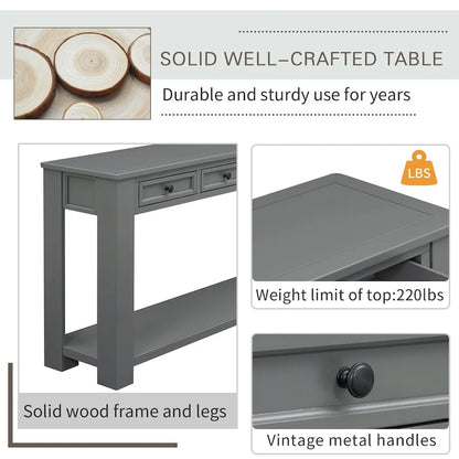 Console Table/Sofa Table with Storage Drawers and Bottom Shelf