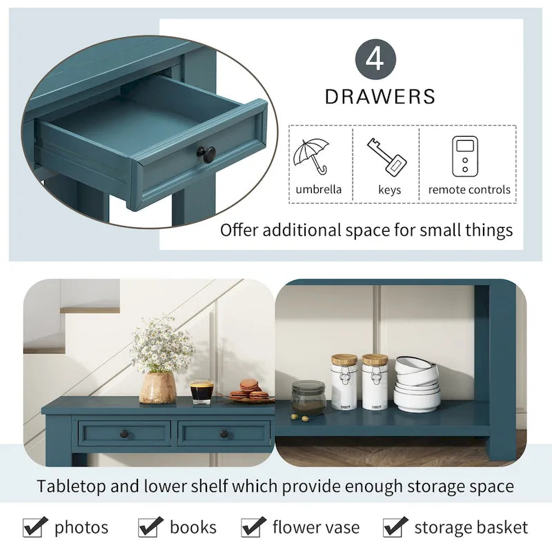 Console Table/Sofa Table with Storage Drawers and Bottom Shelf