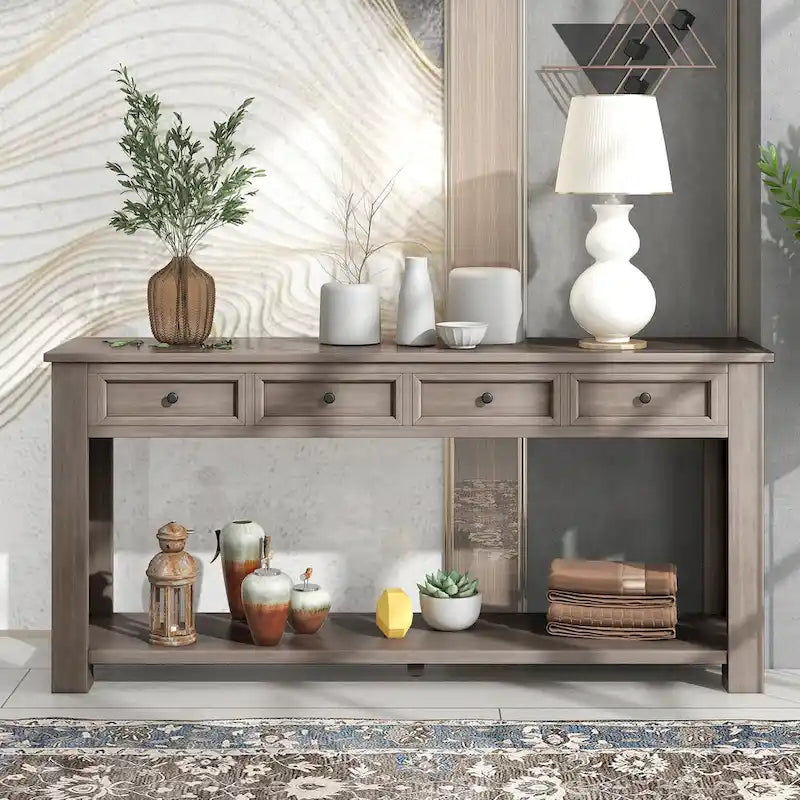 Console Table/Sofa Table with Storage Drawers and Bottom Shelf
