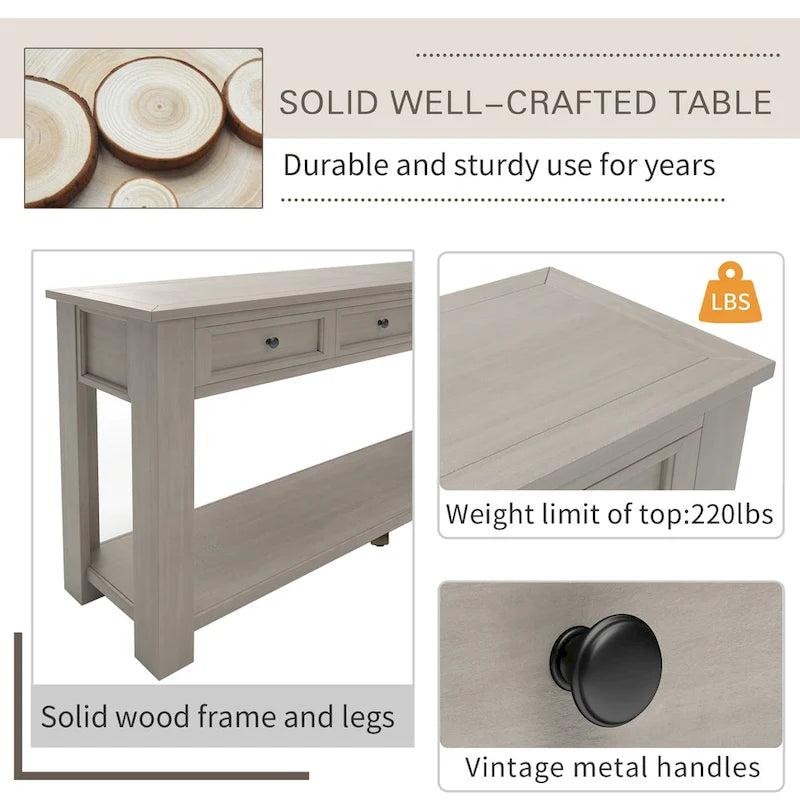 Console Table/Sofa Table with Storage Drawers and Bottom Shelf