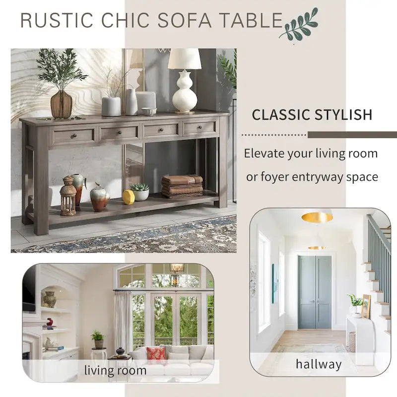 Console Table/Sofa Table with Storage Drawers and Bottom Shelf