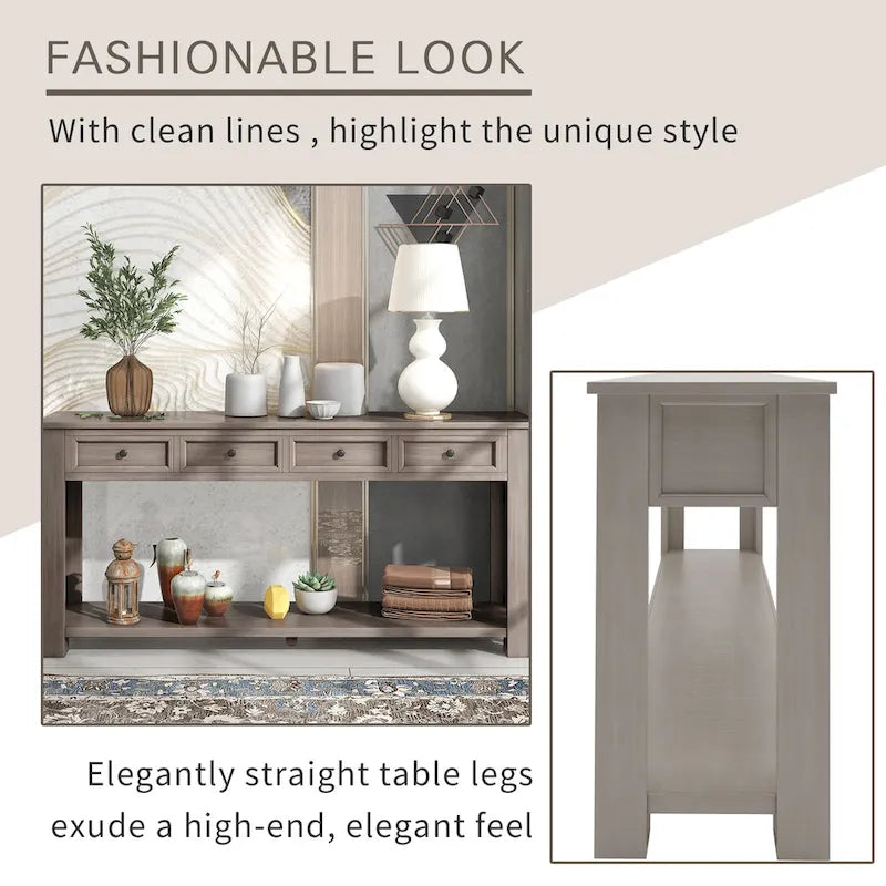 Console Table/Sofa Table with Storage Drawers and Bottom Shelf