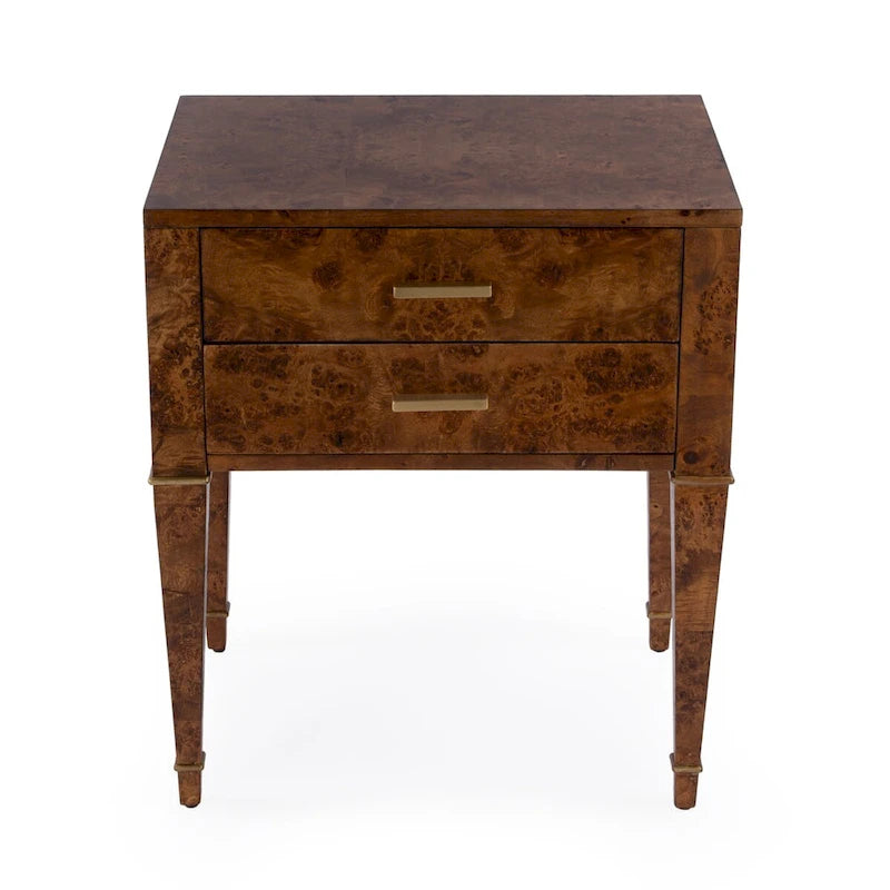 Kai 2 Drawer Burl Wood End Table