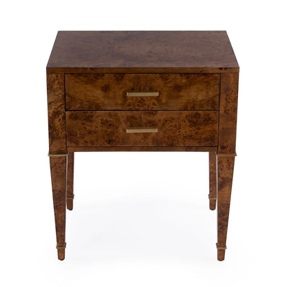 Kai 2 Drawer Burl Wood End Table