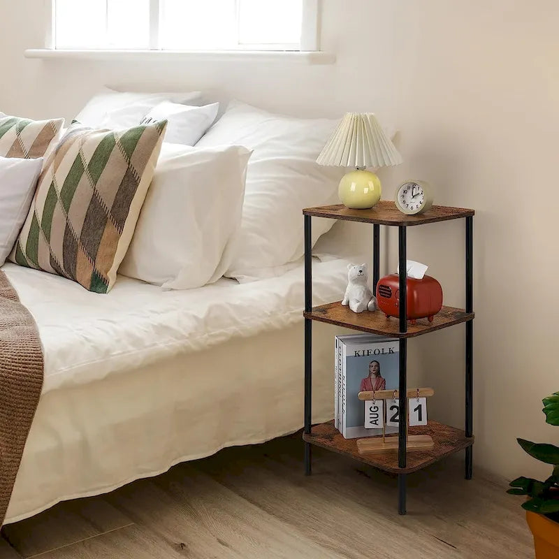 3-Tier Tall Side Table with Storage