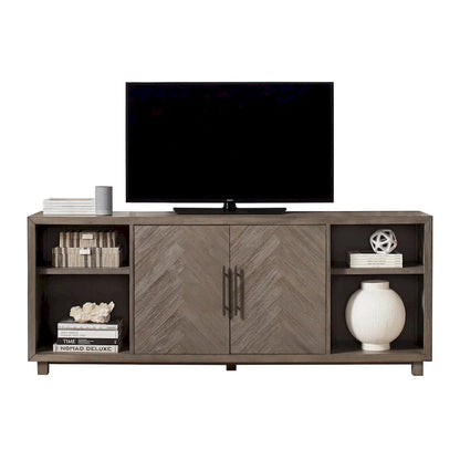 80 Two Door TV Console, Entertainment Stand, Wood Accent Cabinet, Fully Assembled, Gray - 80W x 32H x 16D