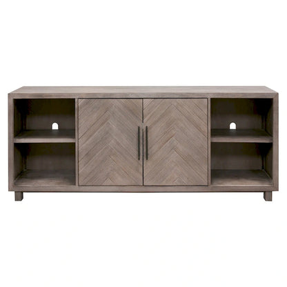 80 Two Door TV Console, Entertainment Stand, Wood Accent Cabinet, Fully Assembled, Gray - 80W x 32H x 16D