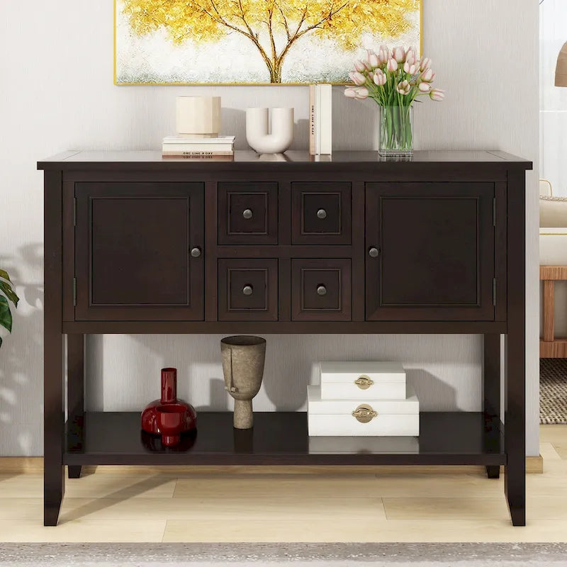 Vintage Buffet Sideboard Console Table with Bottom Shelf