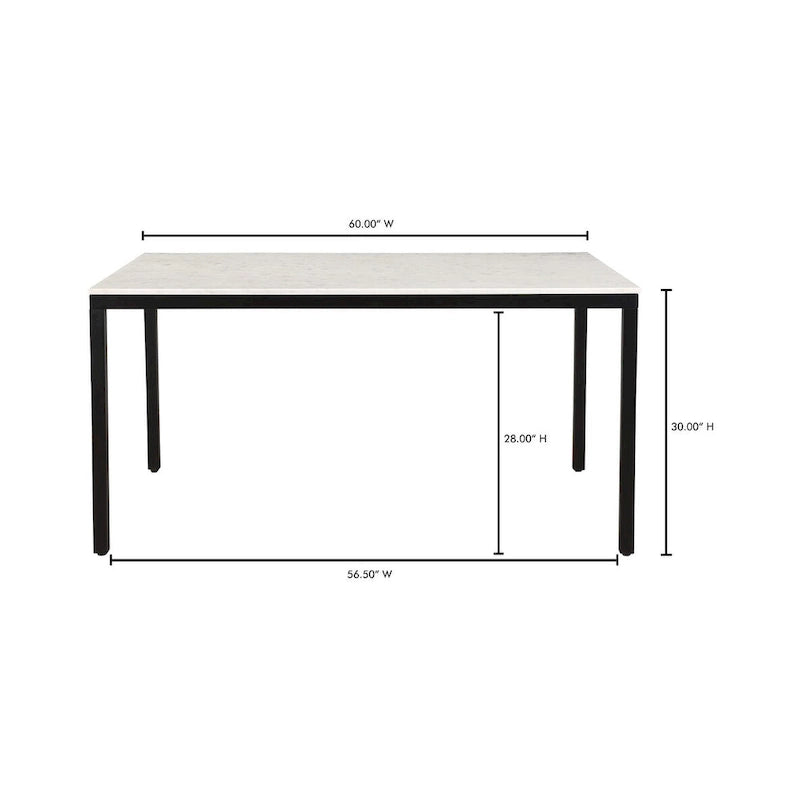 Pariso Modern White Marble-Top Table - 60 W x 30 H x 36 D
