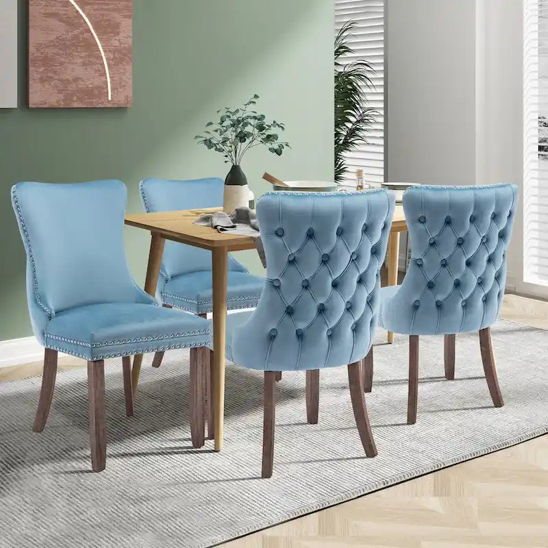 KATA Velvet Upholstered Wingback Dining Chairs Set of 4