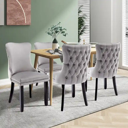 KATA Velvet Upholstered Wingback Dining Chairs Set of 4