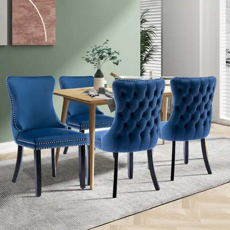 KATA Velvet Upholstered Wingback Dining Chairs Set of 4