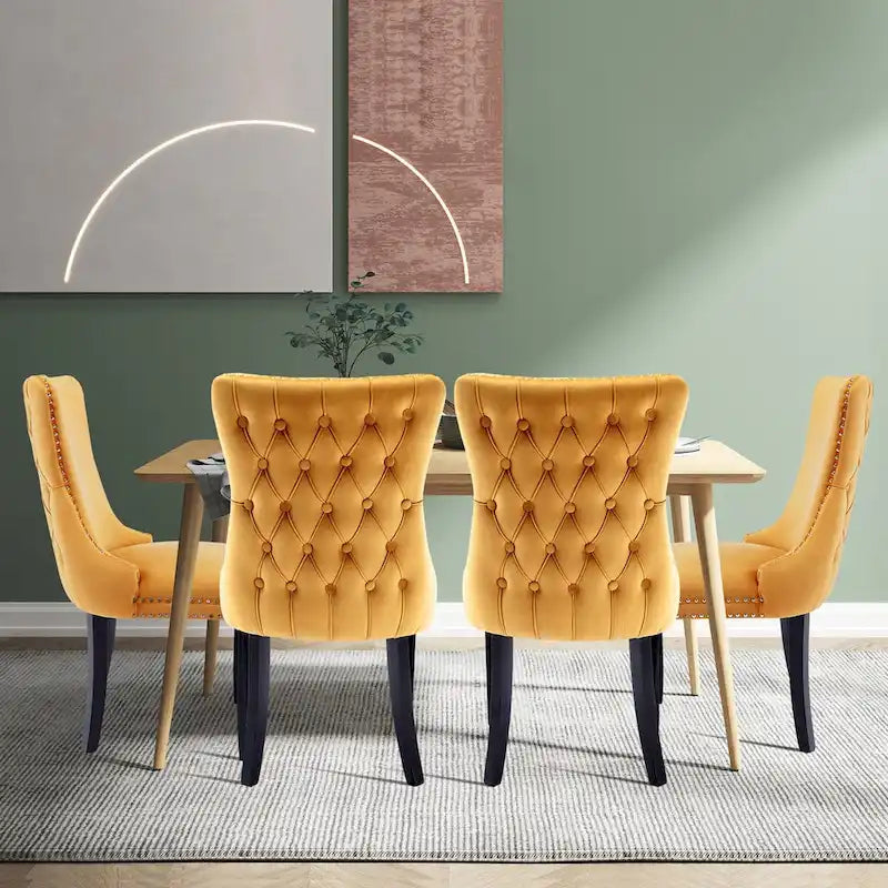 KATA Velvet Upholstered Wingback Dining Chairs Set of 4