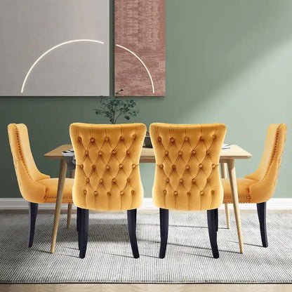 KATA Velvet Upholstered Wingback Dining Chairs Set of 4