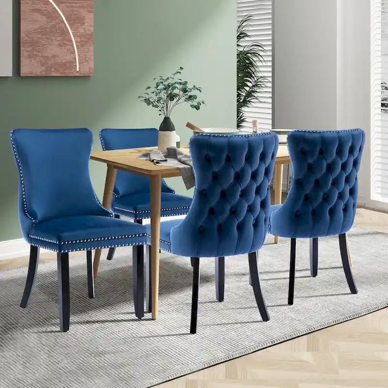 KATA Velvet Upholstered Wingback Dining Chairs Set of 4