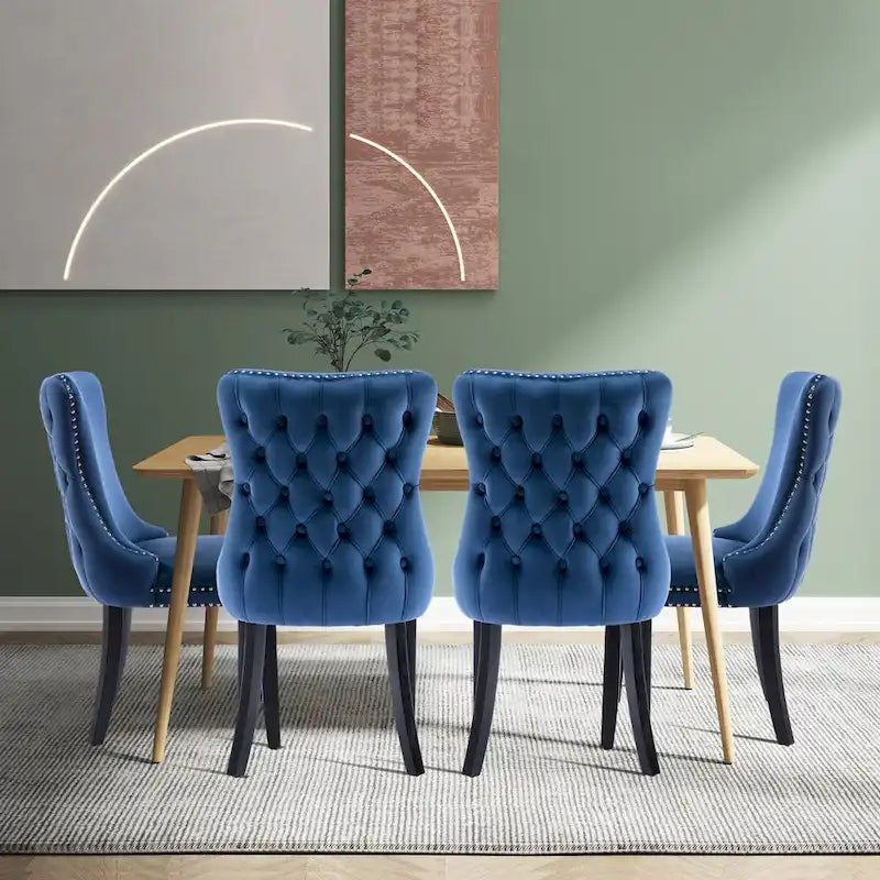 KATA Velvet Upholstered Wingback Dining Chairs Set of 4