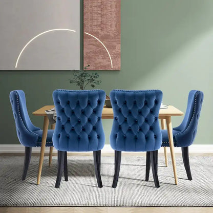 KATA Velvet Upholstered Wingback Dining Chairs Set of 4