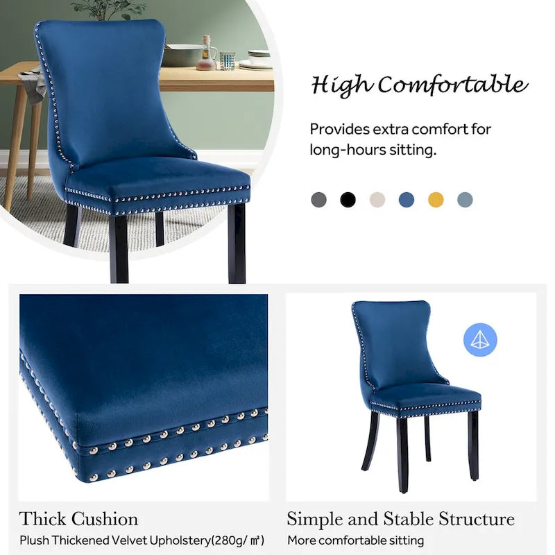 KATA Velvet Upholstered Wingback Dining Chairs Set of 4