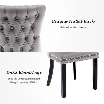 KATA Velvet Upholstered Wingback Dining Chairs Set of 4