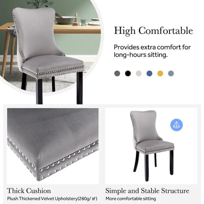 KATA Velvet Upholstered Wingback Dining Chairs Set of 4