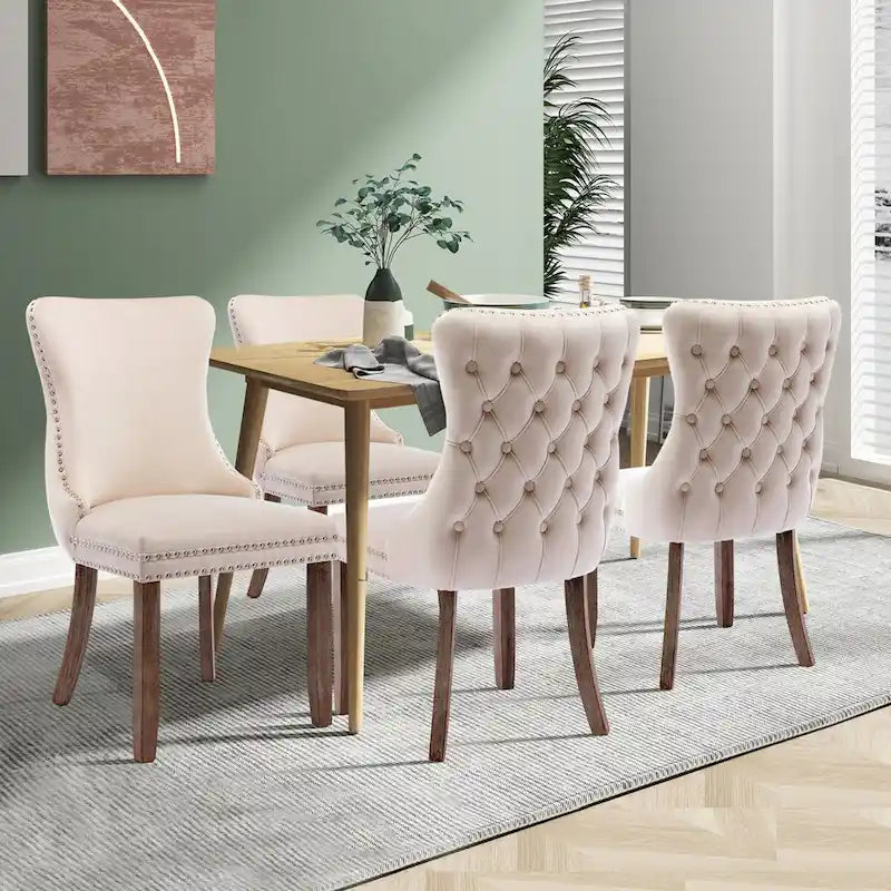 KATA Velvet Upholstered Wingback Dining Chairs Set of 4
