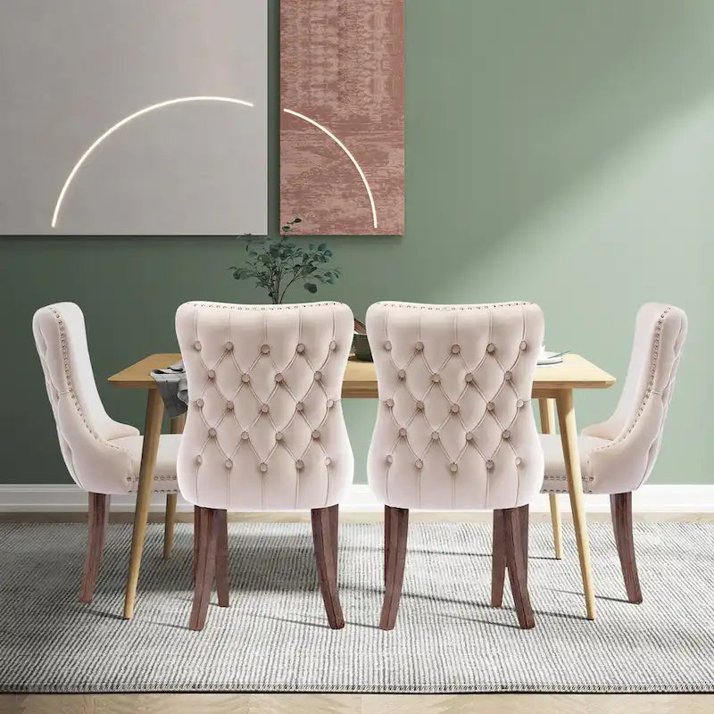 KATA Velvet Upholstered Wingback Dining Chairs Set of 4