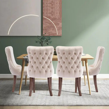 KATA Velvet Upholstered Wingback Dining Chairs Set of 4