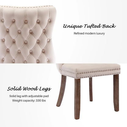 KATA Velvet Upholstered Wingback Dining Chairs Set of 4