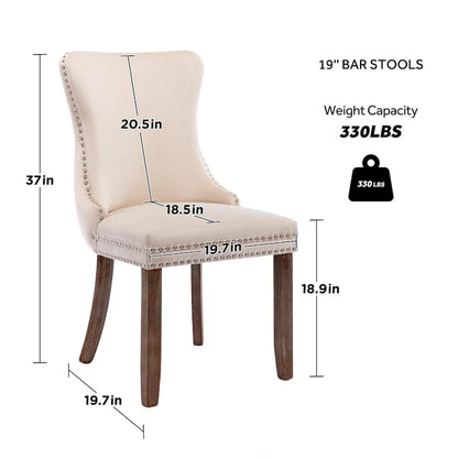 KATA Velvet Upholstered Wingback Dining Chairs Set of 4