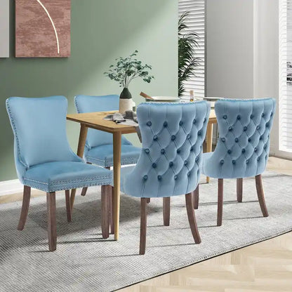 KATA Velvet Upholstered Wingback Dining Chairs Set of 4