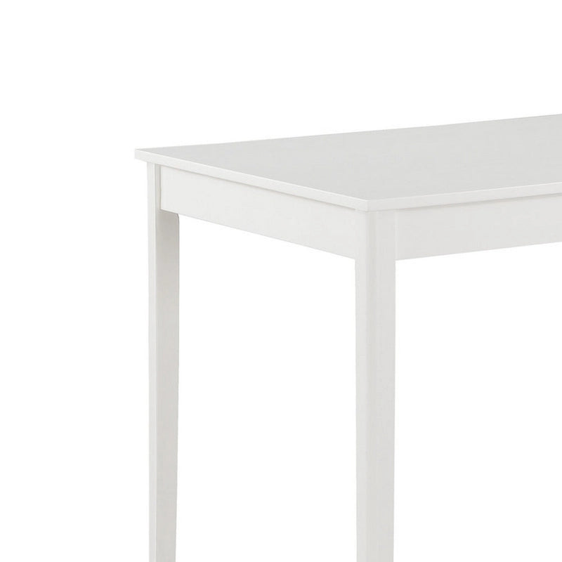 Lav 5 Piece Dining Table and 4 Chair Set, Open Backs, White Solid Wood