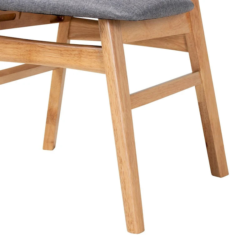 Norwin Mid-Century Grey Fabric and Natural Brown Finished Wood 5-Piece Dining Set