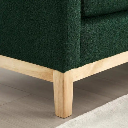 Elegant 53.5 Upholstered Ottoman Bench with Wood Legs & Bolster Pillows